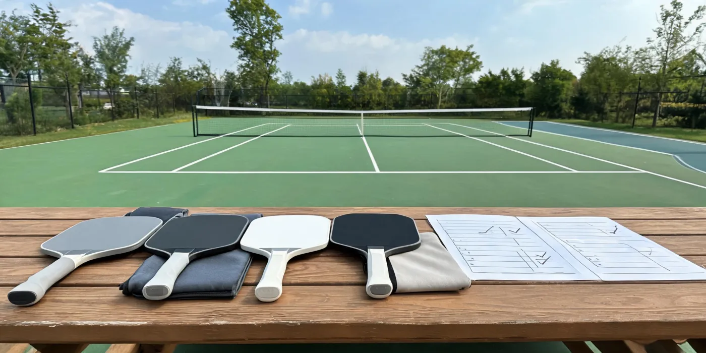 Unbranded paddles and covers arranged for a club purchase